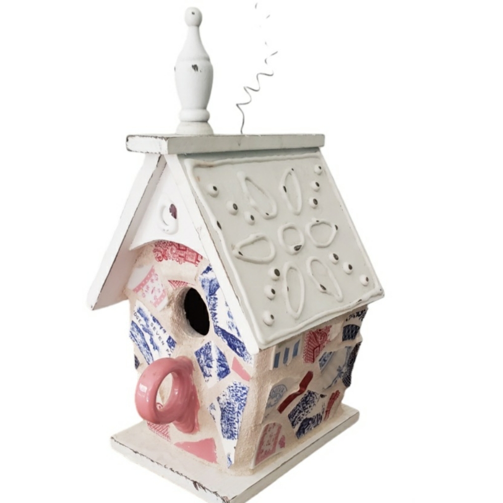 Handmade Bird House with China Accents